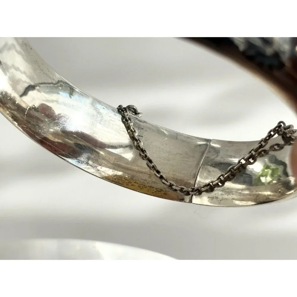 Siam Sterling Silver 925 Hand Carved Hinged Enclosure Vintage Bangle Bracelet - Picture 16 of 16